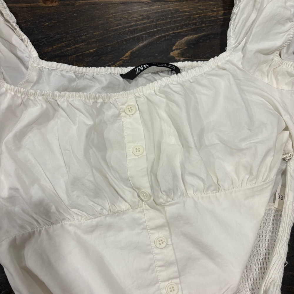 Zara Cream Gathered Top